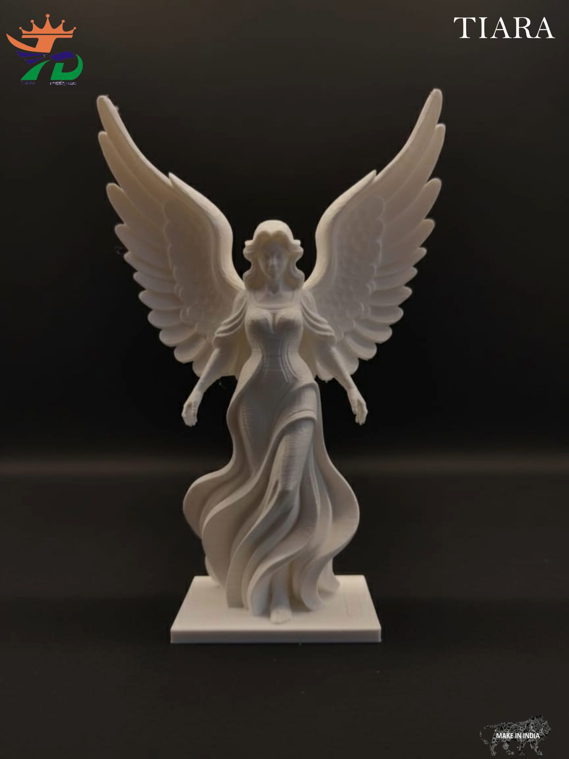 white angel sculpture||flowing gown design with spread wings white angel sculpture||flowing gown design with spread wings