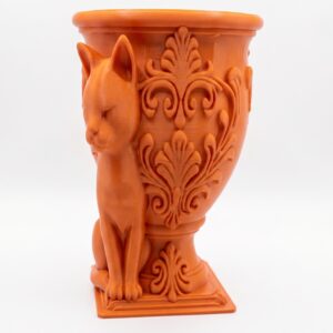 Home 3d printed gothic cat themed ornamental planter with removable inner liner – decorative indoor pot for succulents and indoor plants
