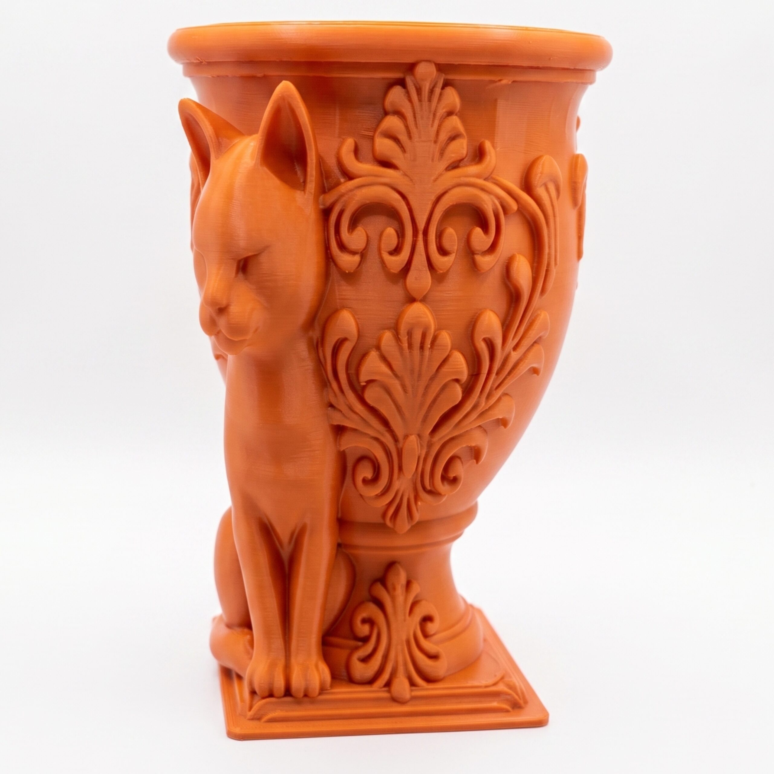 3d printed gothic cat themed ornamental planter with removable inner liner – decorative indoor pot for succulents and indoor plants
