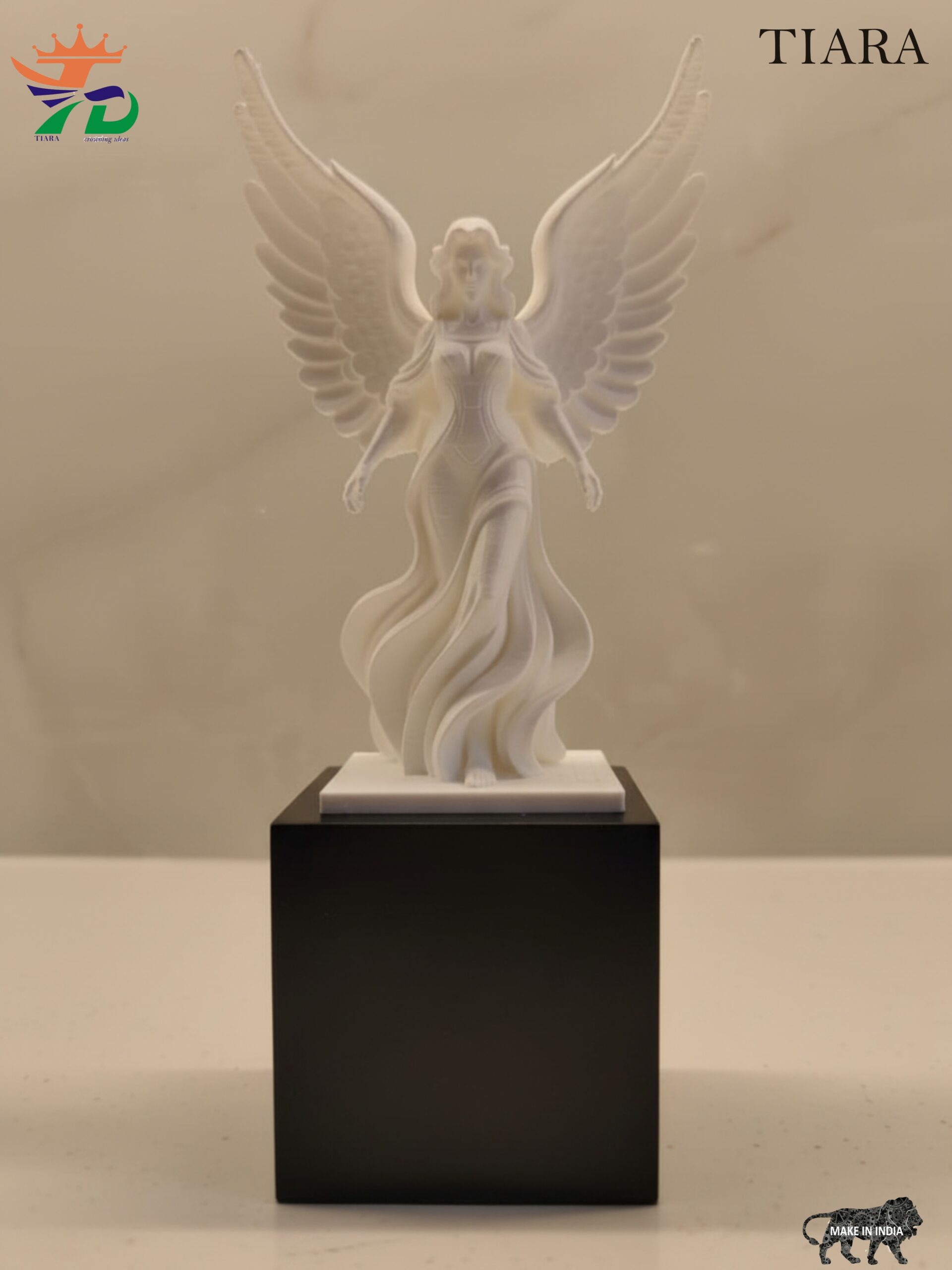 white angel sculpture||flowing gown design with spread wings white angel sculpture||flowing gown design with spread wings